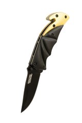 Нож складной MASTERTOOL "BULAT" 150х29х17 мм черное нержавеющее лезвие алюминиевая рукоятка стропорез стеклобой 79-0121